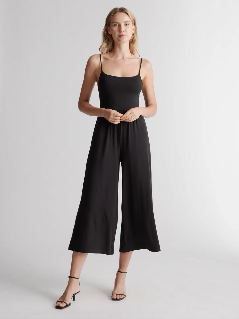 Quince Black Wide-Leg Jumpsuit